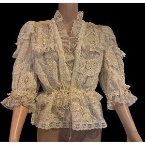 VTG 70s Victoria's Secret Victorian Lace Sheer Ellen Stain and Silvia Greenberg
